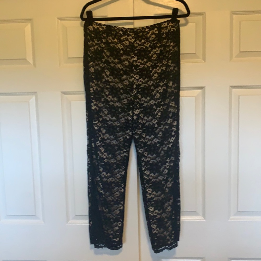 Lace evening pants, cropped length w/ cream lining